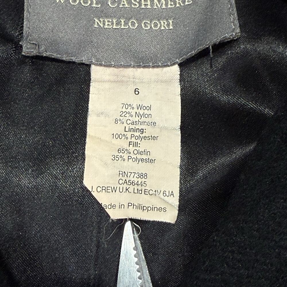 J Crew Nello Gori Italian Wool & Cashmere Toggle Button Stadium Coat Black Sz 6 - Picture 5 of 8